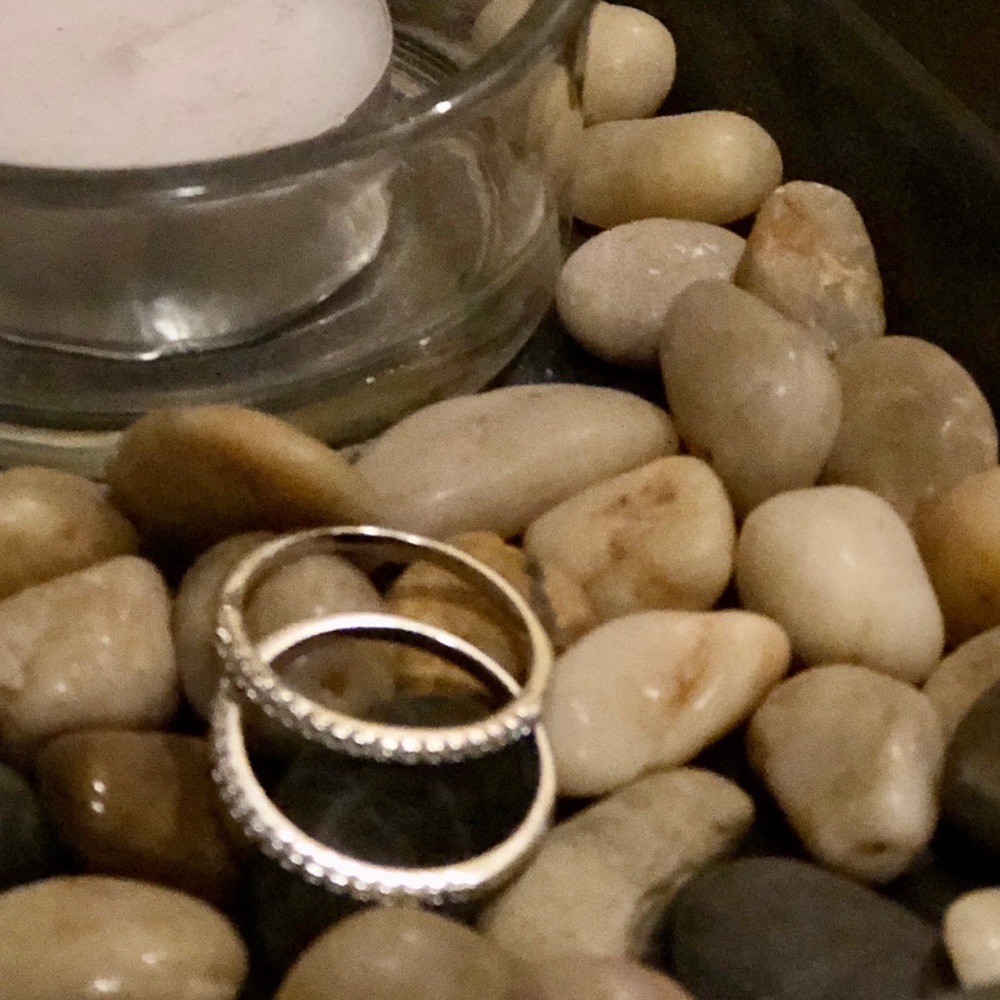 Set of 2 Moissanite 925 Silver Bands